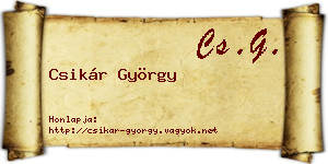 Csikár György névjegykártya