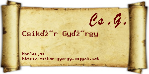Csikár György névjegykártya